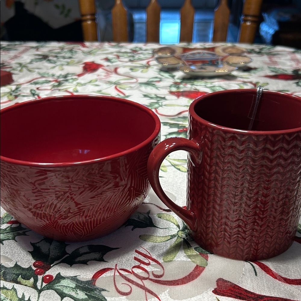 Chic Red Mug and Bowl  for Home Dining